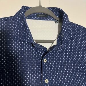 Turtleson Polo Shirt Mens XL Geometric All Over Print Performance Stretch Golf